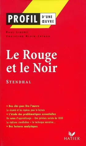 Couverture du produit · Profil d'une oeuvre : Le rouge et le noir, chronique de 1830, Stendhal