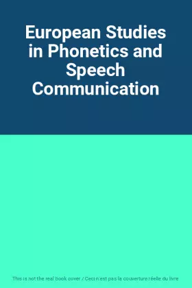 Couverture du produit · European Studies in Phonetics and Speech Communication