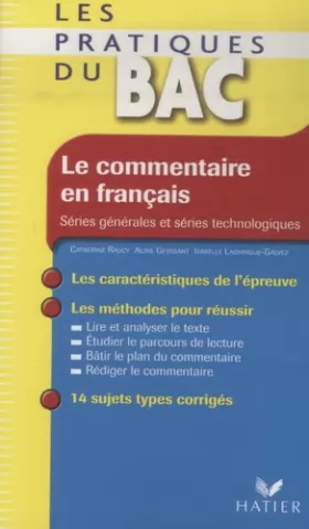 Couverture du produit · Les Pratiques du Bac - Le commentaire en français