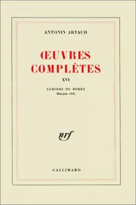 Couverture du produit · OEUVRES COMPLETES. Tome 16 by Antonin Artaud(1981-05-06)