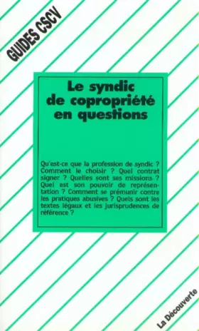 Couverture du produit · Le syndics de copropriétés en questions