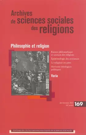 Couverture du produit · ARCHIVES DE SCIENCES SOCIALES DES RELIGIONS 169