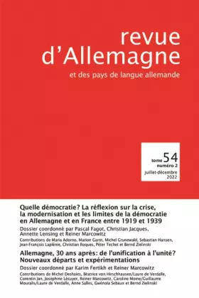 Couverture du produit · Revue d'Allemagne et des pays de langue allemande: Tome 54, numéro 2