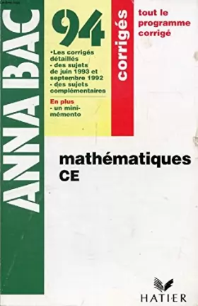 Couverture du produit · ANNABAC, 94, MATHEMATIQUES A1, B, CORRIGES