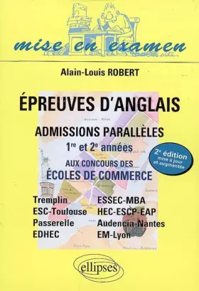 Couverture du produit · Épreuves d'Anglais - Admissions parallèles 1ère et 2e année aux concours des écoles de commerce