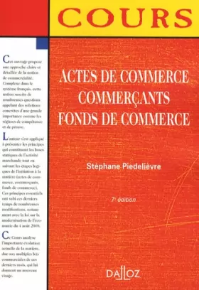 Couverture du produit · Actes de commerce, commerçants, fonds de commerce