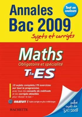 Couverture du produit · Objectif Bac 2009 - annales sujets corrigés - Maths Terminale ES
