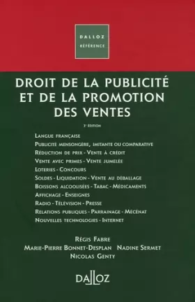 Couverture du produit · Droit de la publicité et de la promotion des ventes : Edition 2006