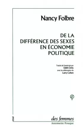 Couverture du produit · De la différence des sexes en économie politique