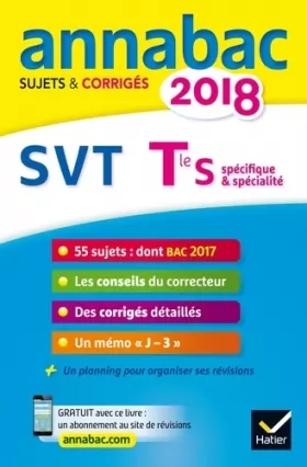 Couverture du produit · Annales Annabac 2018 SVT Tle S: sujets et corrigés du bac Terminale S