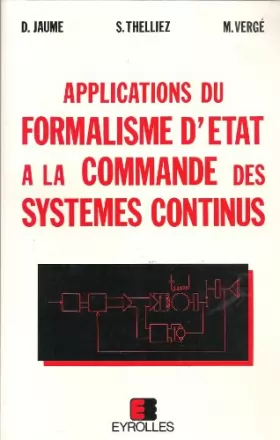Couverture du produit · Applications du  formalisme d'état a la commande des systemes continus