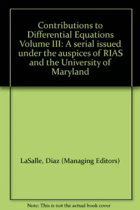 Couverture du produit · Contributions to Differential Equations volume 3