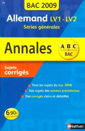 Couverture du produit · Allemand LV1-LV2 Séries générales : Sujets corrigés