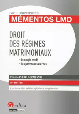 Couverture du produit · Droit des régimes matrimoniaux