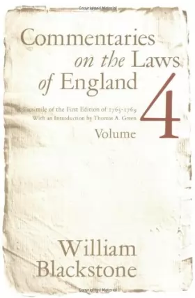Couverture du produit · Commentaries on the Laws of England V 4