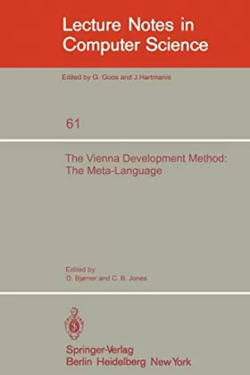 Couverture du produit · The Vienna Development Method: The Meta-Language