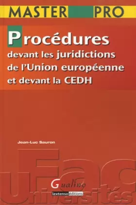 Couverture du produit · Master Pro - Procédures devant les juridictions de l Union européenne et devant la CEDH