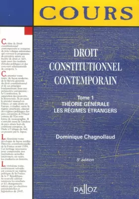 Couverture du produit · Droit constitutionnel contemporain : Tome 1, théorie générale les régimes étrangers