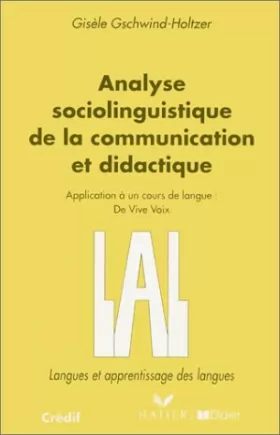 Couverture du produit · Analyse sociolinguistique communication didactique