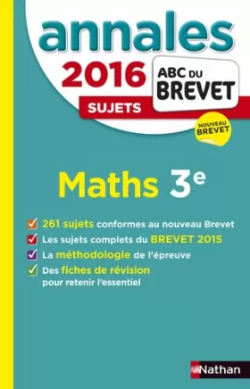 Couverture du produit · Annales ABC du BREVET 2016 Maths 3e