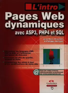 Couverture du produit · Pages Web dynamiques avec ASP, PHP, SQL