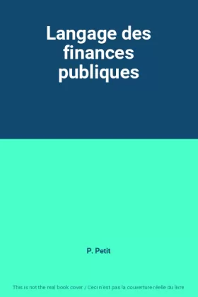 Couverture du produit · Langage des finances publiques