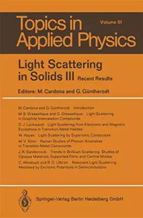 Couverture du produit · Light Scattering in Solids III: Recent Results