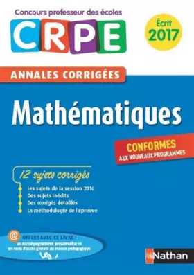 Couverture du produit · Annales CRPE 2017 : Mathématiques
