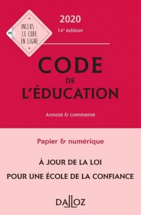 Couverture du produit · Code de l'éducation 2020, annoté et commenté - 14e ed.