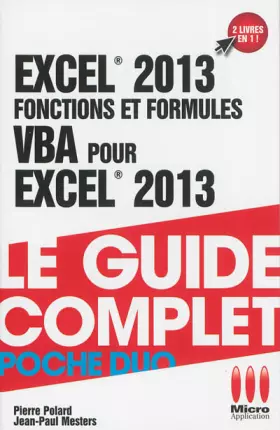 Couverture du produit · POCHE DUO FONCTIONS FORMULES VBA EXCEL 2013