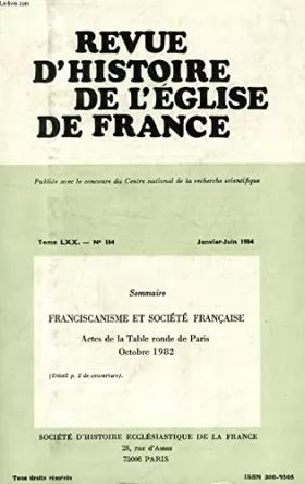 Couverture du produit · Revue d'histoire de l'eglise de france, tome lxix, n° 183, juillet-dec. 1983