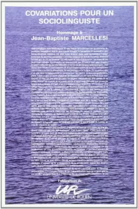 Couverture du produit · Covariations pour un sociolinguiste: Hommage à Jean-Baptiste Marcellesi