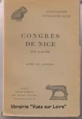 Couverture du produit · congrès de nice 24-27 avril 1935