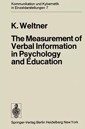 Couverture du produit · The Measurement of Verbal Information in Psychology and Education