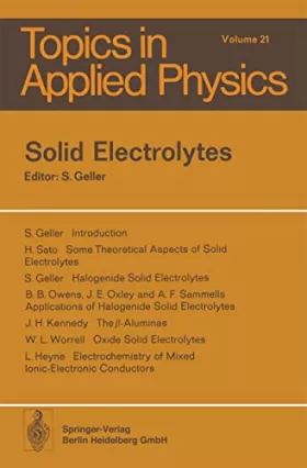 Couverture du produit · Solid electrolytes (Topics in applied physics)