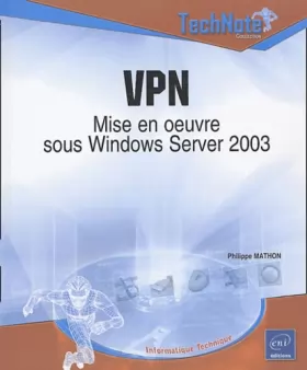 Couverture du produit · VPN : Mise en oeuvre sous Windows Server 2003