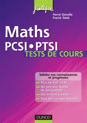 Couverture du produit · Maths PCSI-PTSI Tests de cours - Validez vos connaissances et progressez !