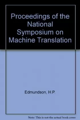 Couverture du produit · Proceedings of the National Symposium on Machine Translation