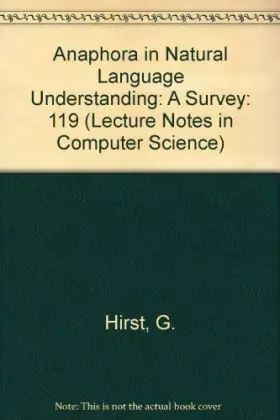 Couverture du produit · Anaphora in Natural Language Understanding: A Survey
