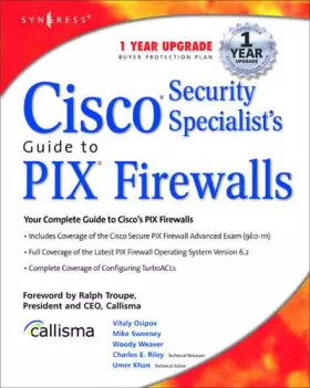 Couverture du produit · Cisco Security Specialist's Guide to Pix Firewall