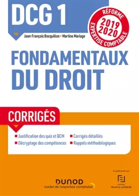 Couverture du produit · DCG 1 Fondamentaux du droit - Corrigés - Réforme 2019/2020: Réforme Expertise comptable 2019-2020