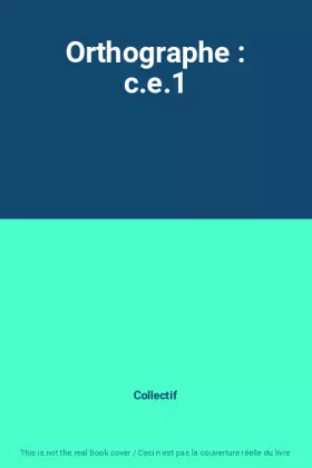 Couverture du produit · Orthographe : c.e.1
