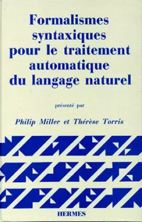 Couverture du produit · Formalismes syntaxiques pour le traitement automatique du langage