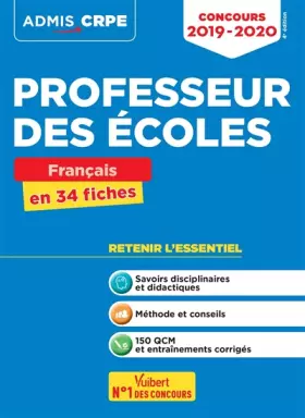 Couverture du produit · Concours Professeur des écoles - CRPE - Français en 34 fiches: CRPE 2019-2020