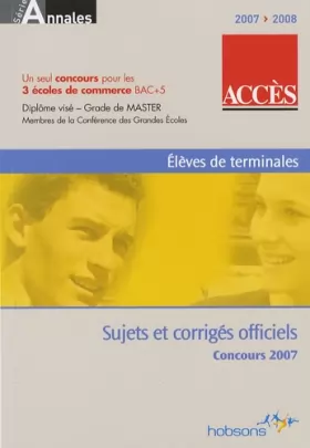 Couverture du produit · ACCES: Annales du concours 2007