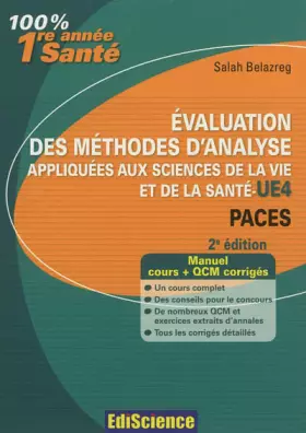 Couverture du produit · Evaluation des méthodes d'analyse appliquées aux sciences de la vie et de la santé - UE4 - 2ed