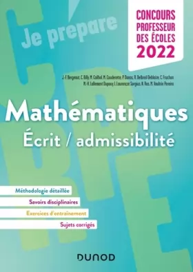 Couverture du produit · Concours Professeur des écoles - Mathématiques - Ecrit / admissibilité - CRPE 2022: Ecrit / admissibilité (2022)