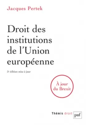 Couverture du produit · Droit des institutions de l'Union européenne