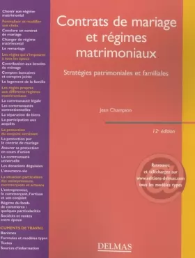 Couverture du produit · Contrats de mariage et régimes matrimoniaux : Stratégies patrimoniales et familiales