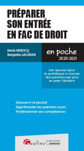 Couverture du produit · Préparer son entrée en Fac de Droit: 37 fiches pour les néo-bacheliers pour préparer leur entrée en faculté de droit Pour accom